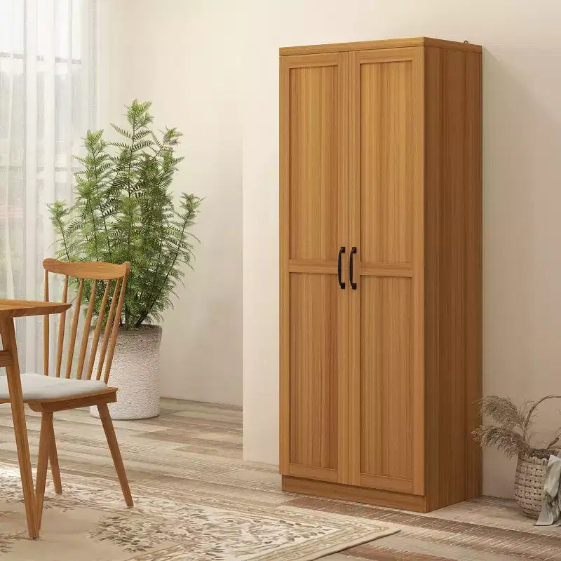 63" 2-Door Kitchen Pantry Storage Cabinet – Brown / Orange / Tan / White, 5-Tier Shelving, 1 Person