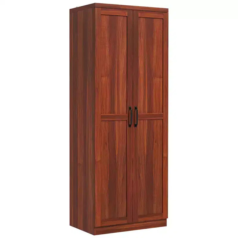 63" 2-Door Kitchen Pantry Storage Cabinet – Brown / Orange / Tan / White, 5-Tier Shelving, 1 Person