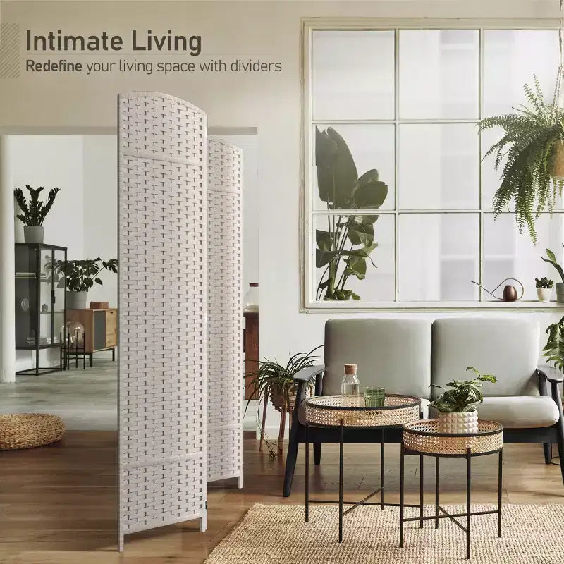 Sorbus 4 Panel Room Divider Panel, 6 ft. Tall Extra Wide Double Hinged Panels - Folding Privacy Screens