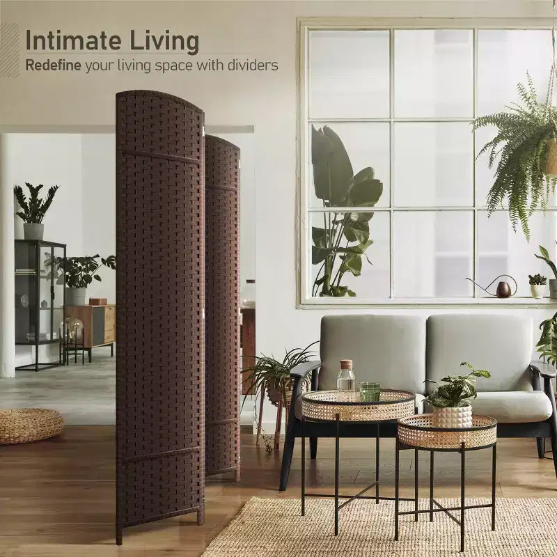 Sorbus 4 Panel Room Divider Panel, 6 ft. Tall Extra Wide Double Hinged Panels - Folding Privacy Screens