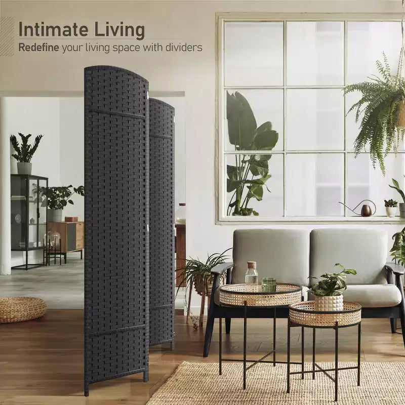 Sorbus 4 Panel Room Divider Panel, 6 ft. Tall Extra Wide Double Hinged Panels - Folding Privacy Screens