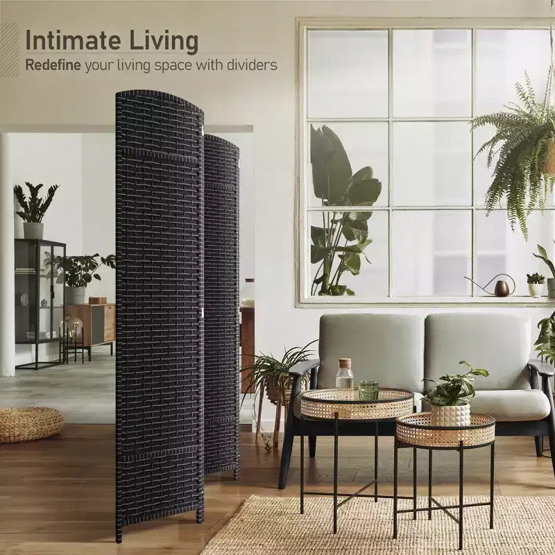Sorbus 4 Panel Room Divider Panel, 6 ft. Tall Extra Wide Double Hinged Panels - Folding Privacy Screens