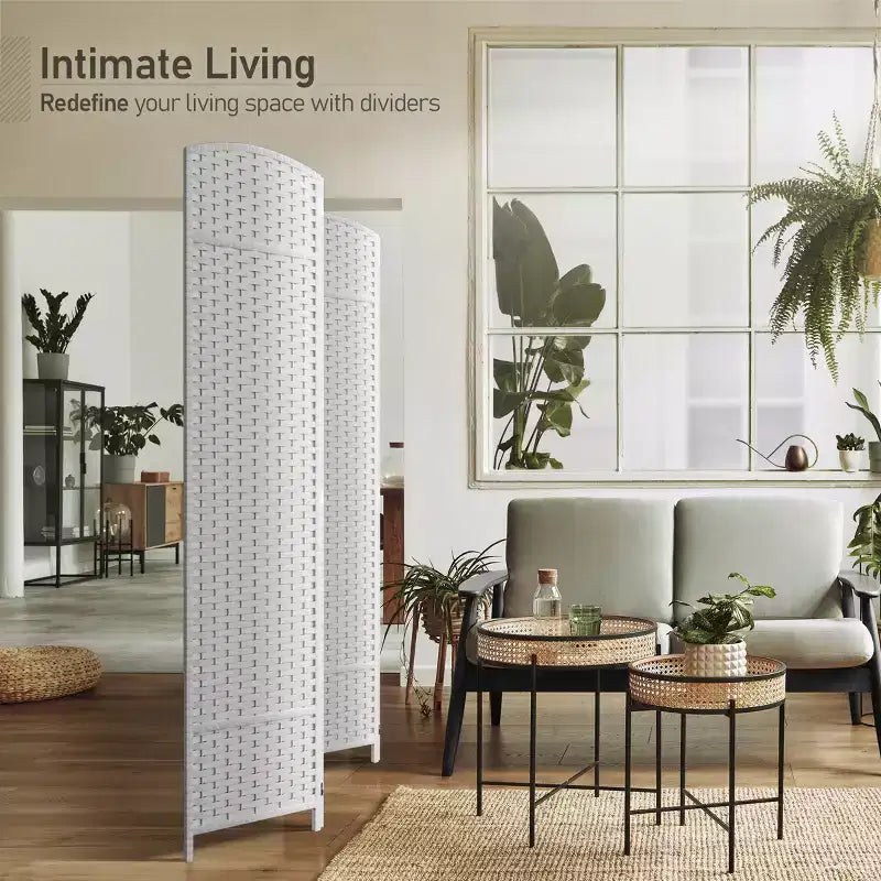 Sorbus 4 Panel Room Divider Panel, 6 ft. Tall Extra Wide Double Hinged Panels - Folding Privacy Screens
