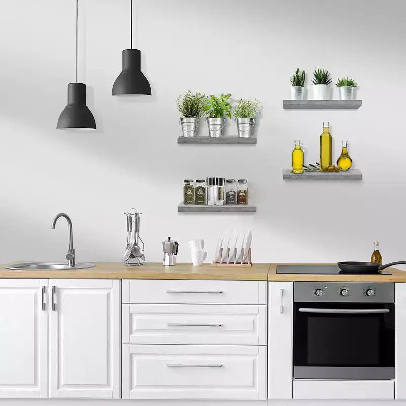 Sorbus 4 Pack Wall Mounted Floating Shelves - for storage and displaying showpieces, home decor items, and other prized possessions