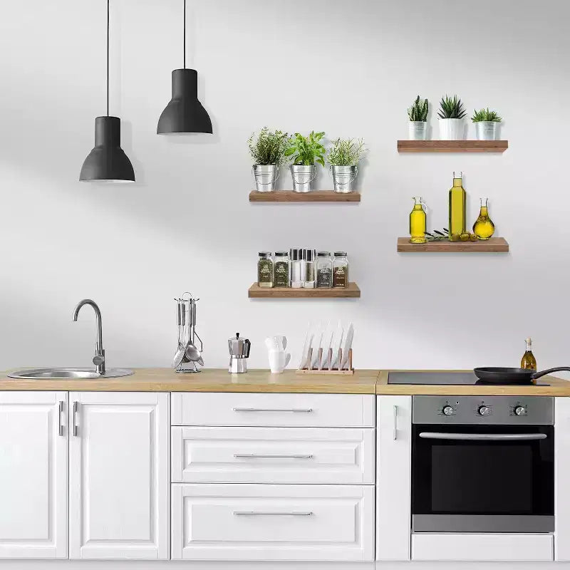 Sorbus 4 Pack Wall Mounted Floating Shelves - for storage and displaying showpieces, home decor items, and other prized possessions