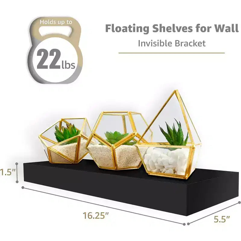 Sorbus 4 Pack Wall Mounted Floating Shelves - for storage and displaying showpieces, home decor items, and other prized possessions