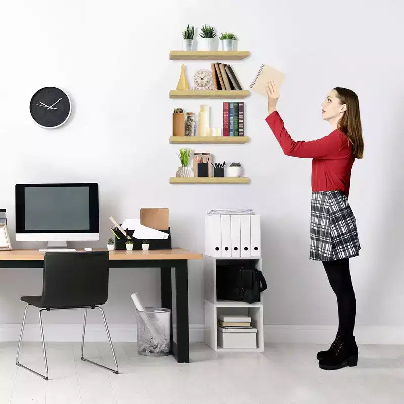Sorbus 4 Pack Wall Mounted Floating Shelves - for storage and displaying showpieces, home decor items, and other prized possessions