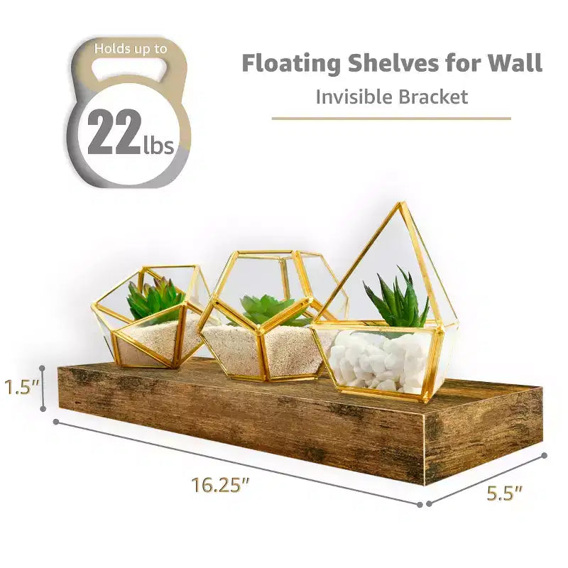 Sorbus 4 Pack Wall Mounted Floating Shelves - for storage and displaying showpieces, home decor items, and other prized possessions