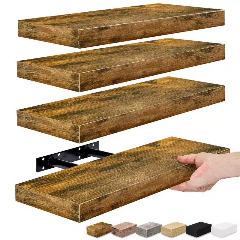 Sorbus 4 Pack Wall Mounted Floating Shelves - for storage and displaying showpieces, home decor items, and other prized possessions