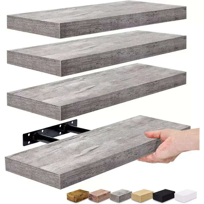 Sorbus 4 Pack Wall Mounted Floating Shelves - for storage and displaying showpieces, home decor items, and other prized possessions