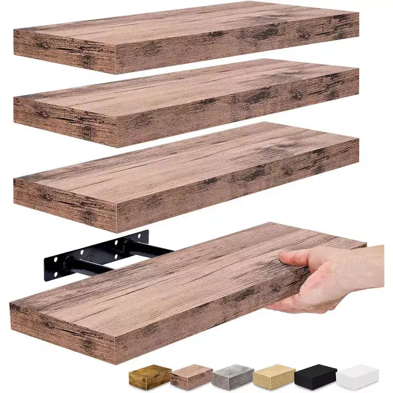 Sorbus 4 Pack Wall Mounted Floating Shelves - for storage and displaying showpieces, home decor items, and other prized possessions