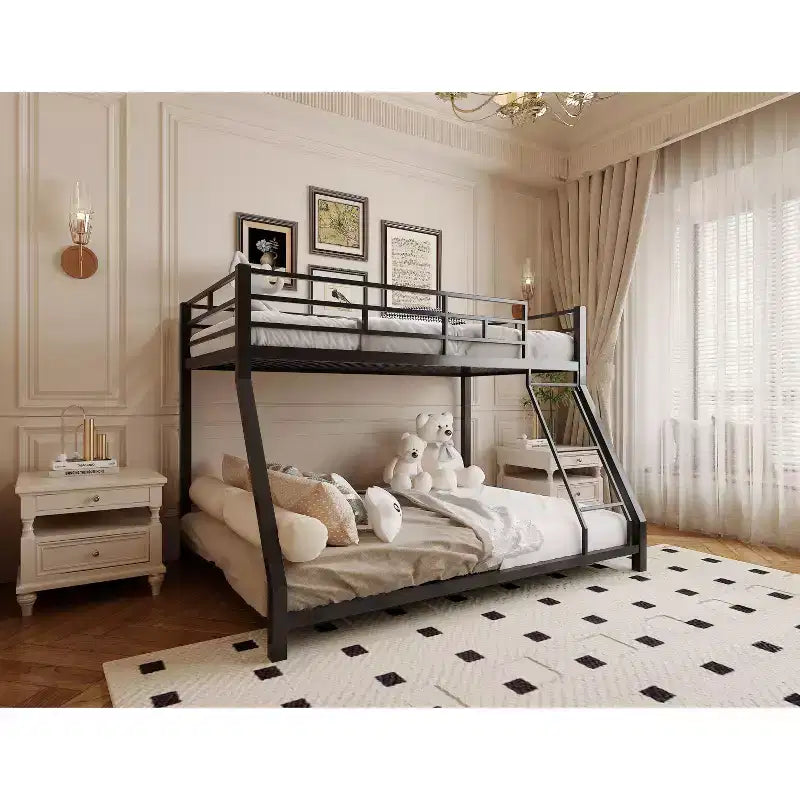 Bellemave Metal Twin Bunk bed for Kids and Adults , With Safety Guardrail and Ladder , Black