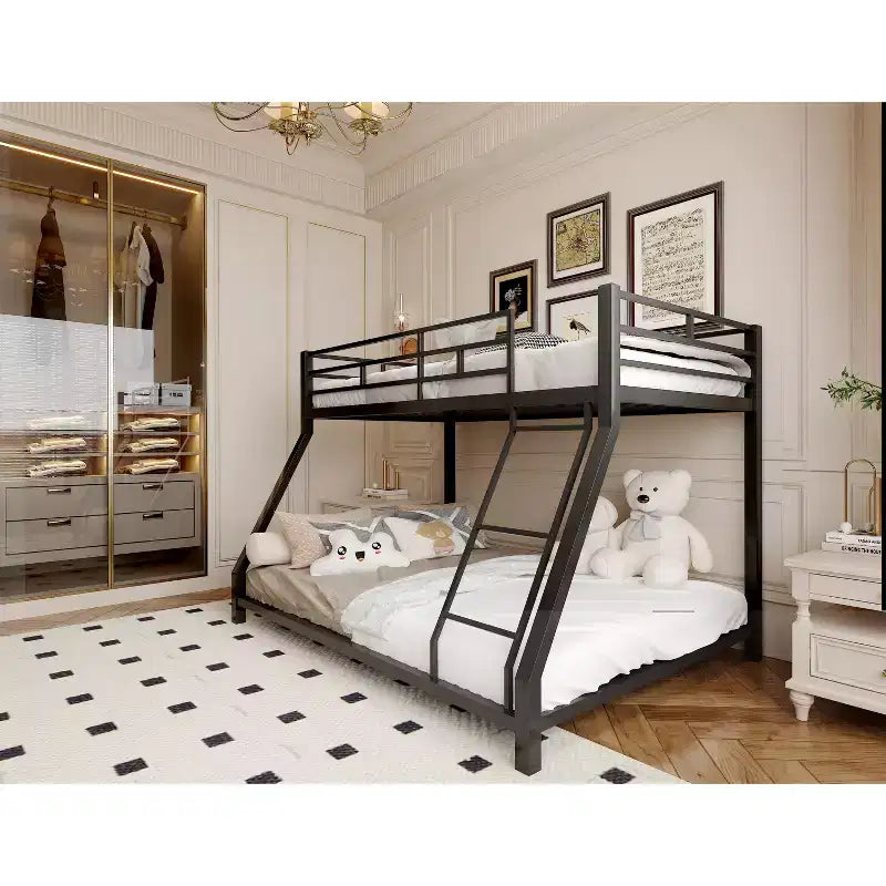 Bellemave Metal Twin Bunk bed for Kids and Adults , With Safety Guardrail and Ladder , Black
