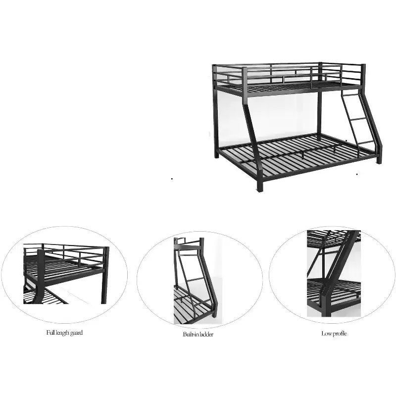Bellemave Metal Twin Bunk bed for Kids and Adults , With Safety Guardrail and Ladder , Black