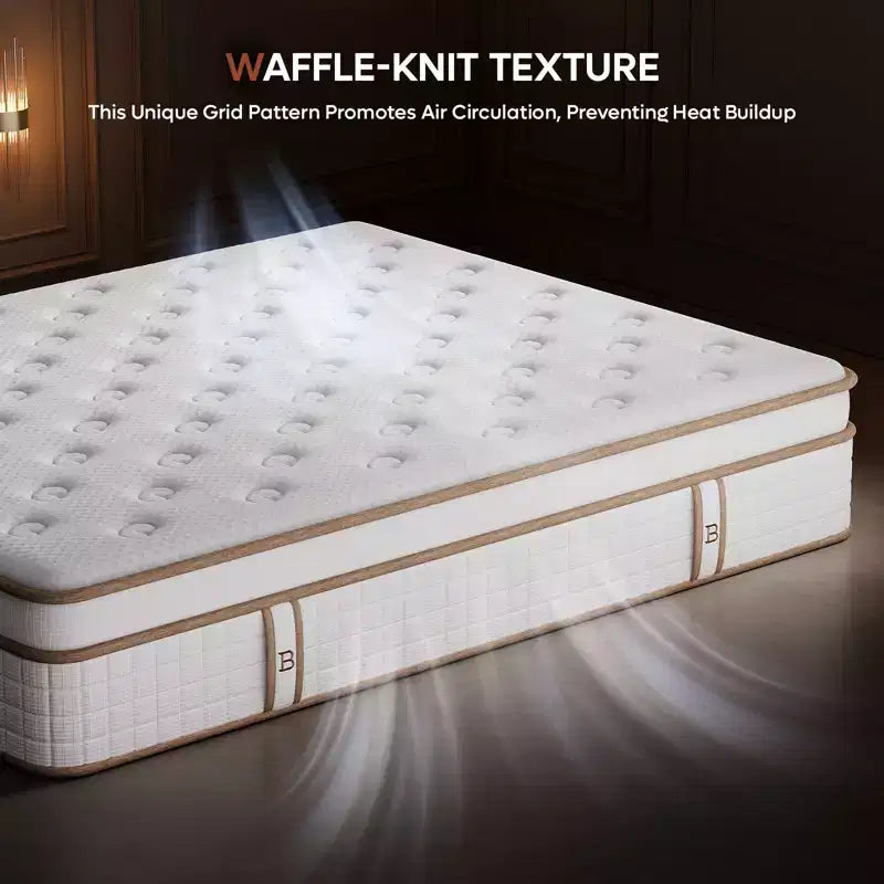 12 inch King Size Tencel Medium Hybrid Mattress, Plush Layer and Cooling Gel Memory Foam Mattress in a Box