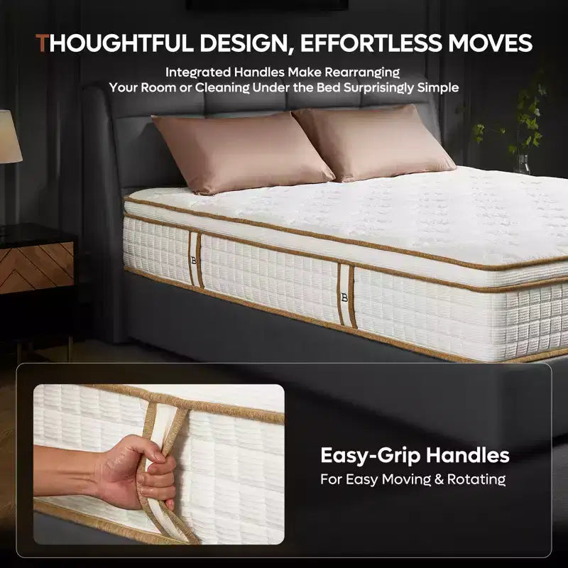 12 inch King Size Tencel Medium Hybrid Mattress, Plush Layer and Cooling Gel Memory Foam Mattress in a Box