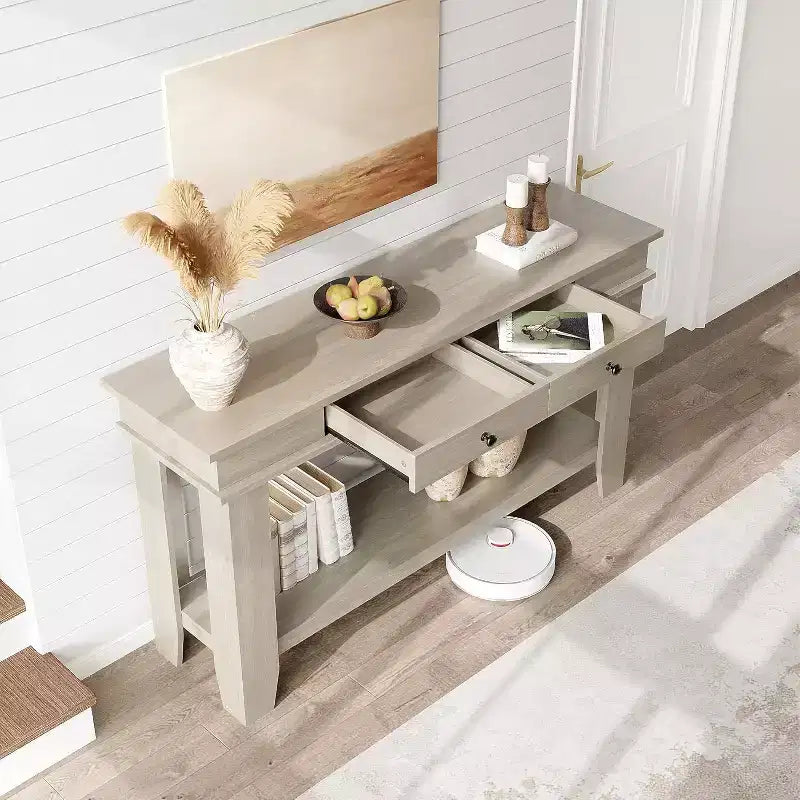 54 Console Table for Entryway - Farmhouse Entryway Table with Storage and Drawers, Small Entry Tables for Hallway Behind Couch Table Sofa Table