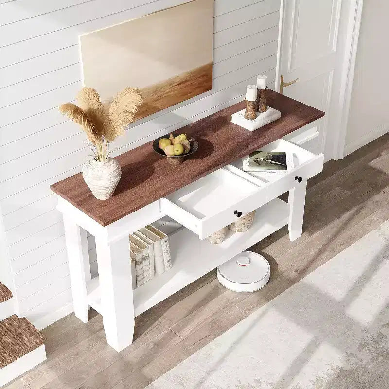 54 Console Table for Entryway - Farmhouse Entryway Table with Storage and Drawers, Small Entry Tables for Hallway Behind Couch Table Sofa Table