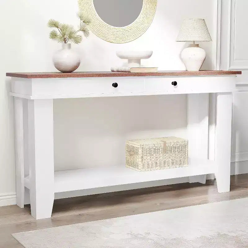 54 Console Table for Entryway - Farmhouse Entryway Table with Storage and Drawers, Small Entry Tables for Hallway Behind Couch Table Sofa Table