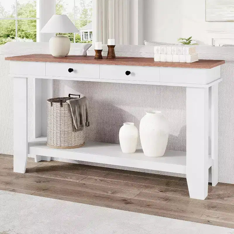 54 Console Table for Entryway - Farmhouse Entryway Table with Storage and Drawers, Small Entry Tables for Hallway Behind Couch Table Sofa Table