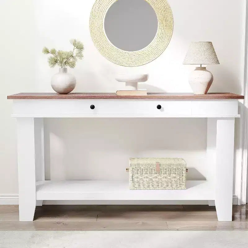 54 Console Table for Entryway - Farmhouse Entryway Table with Storage and Drawers, Small Entry Tables for Hallway Behind Couch Table Sofa Table
