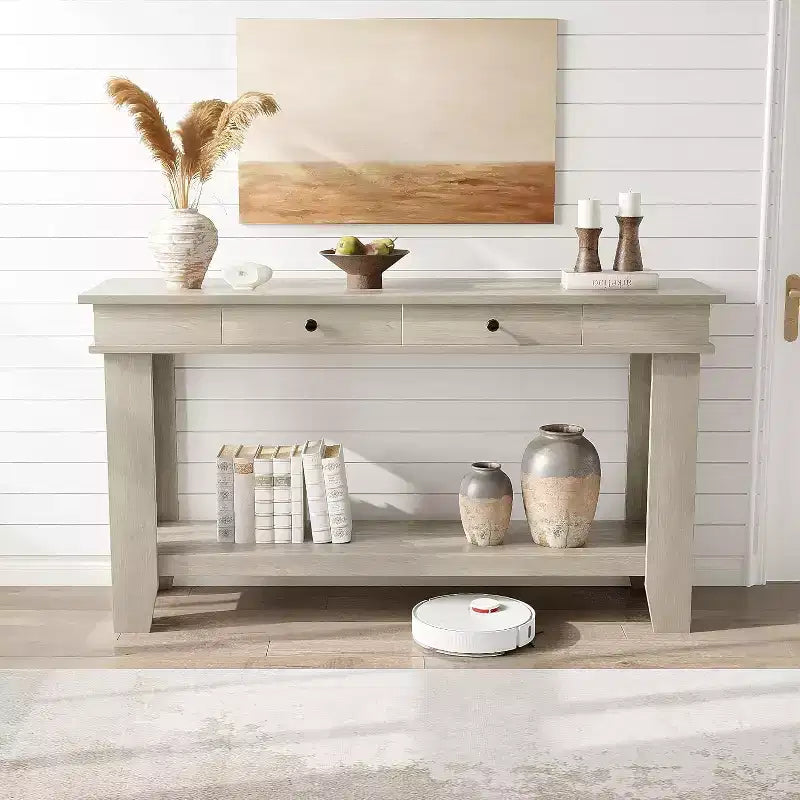 54 Console Table for Entryway - Farmhouse Entryway Table with Storage and Drawers, Small Entry Tables for Hallway Behind Couch Table Sofa Table
