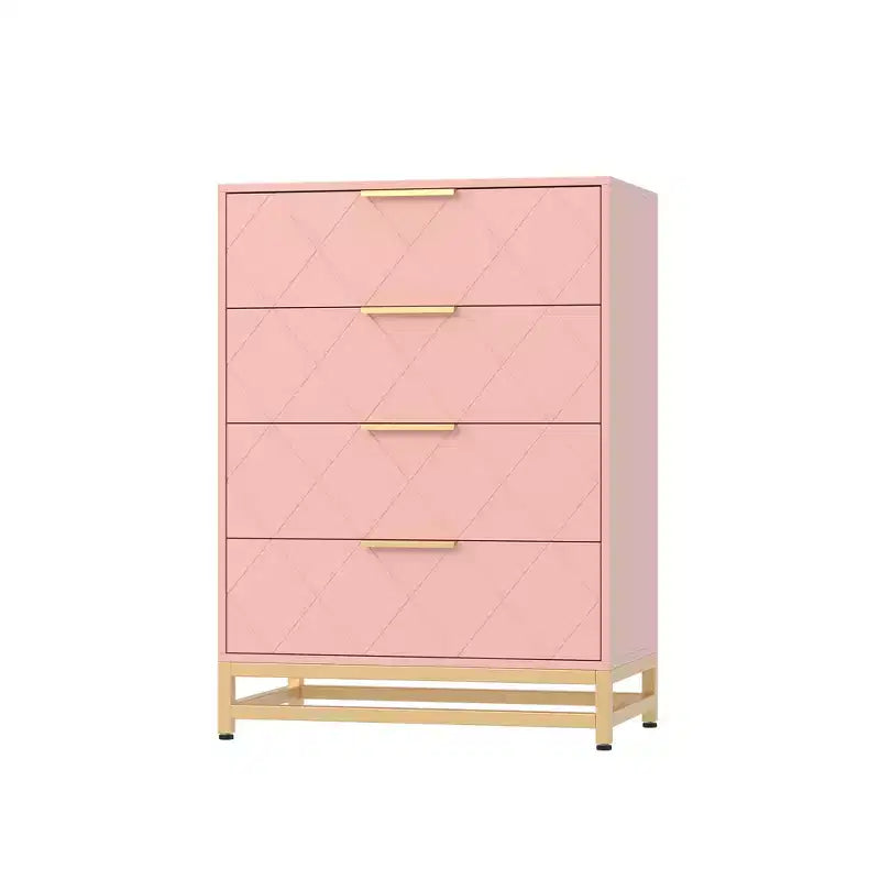 Wooden drawer cabinet, modern tall storage unit with anti-tip device, suitable for bedrooms, living rooms, and hallways.