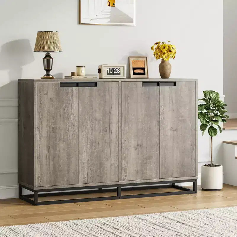 4 Doors and Shelves,Buffet Storage Cabinet, Sideboard Modern Credenza