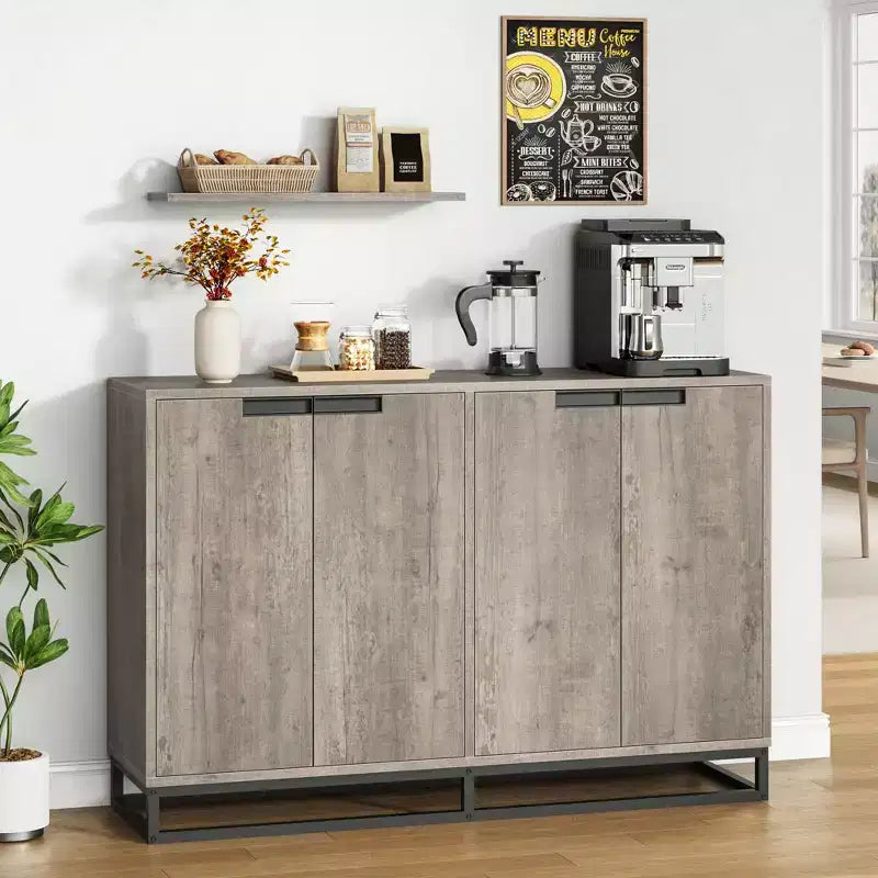 4 Doors and Shelves,Buffet Storage Cabinet, Sideboard Modern Credenza