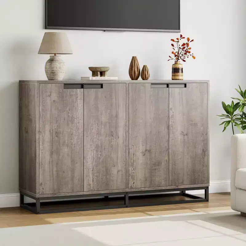 4 Doors and Shelves,Buffet Storage Cabinet, Sideboard Modern Credenza