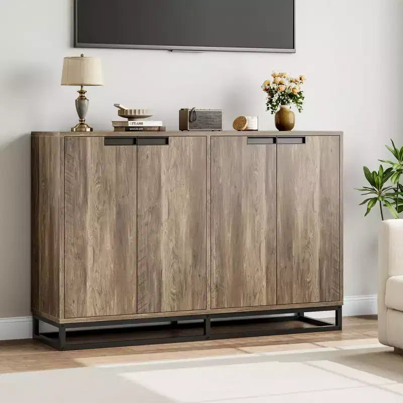 4 Doors and Shelves,Buffet Storage Cabinet, Sideboard Modern Credenza