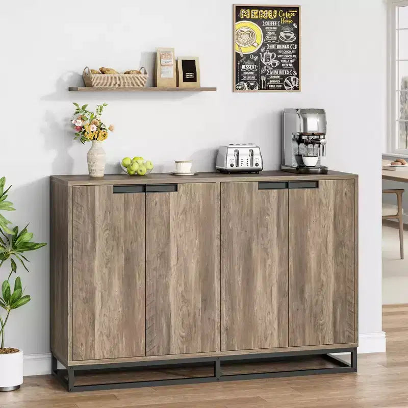 4 Doors and Shelves,Buffet Storage Cabinet, Sideboard Modern Credenza