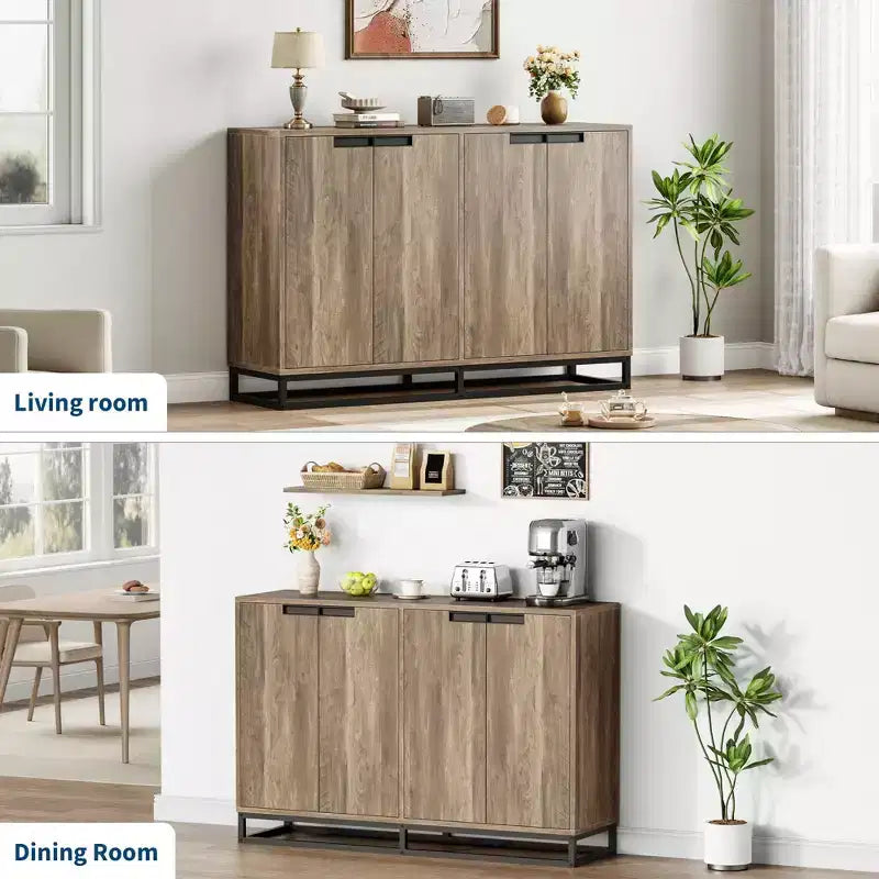 4 Doors and Shelves,Buffet Storage Cabinet, Sideboard Modern Credenza