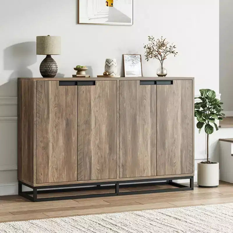 4 Doors and Shelves,Buffet Storage Cabinet, Sideboard Modern Credenza