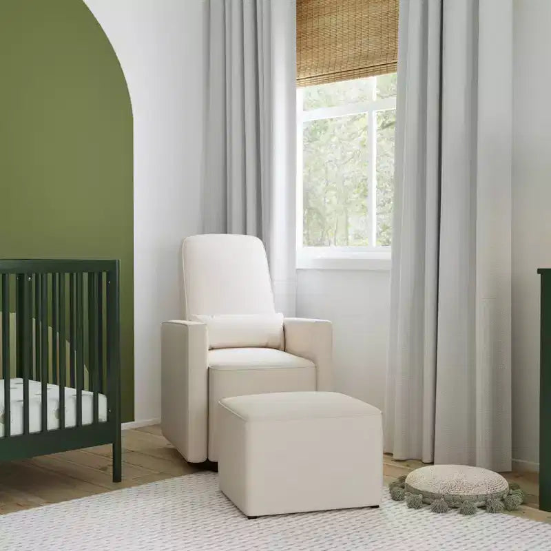daVinci Olive Glider and Ottoman - Cream Finish w/Cream Piping