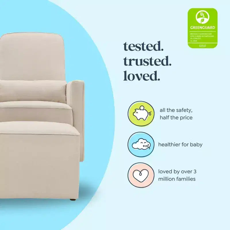daVinci Olive Glider and Ottoman - Cream Finish w/Cream Piping