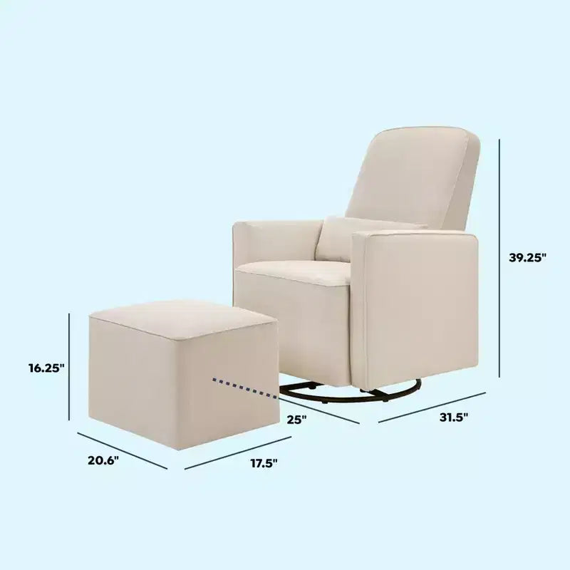 daVinci Olive Glider and Ottoman - Cream Finish w/Cream Piping