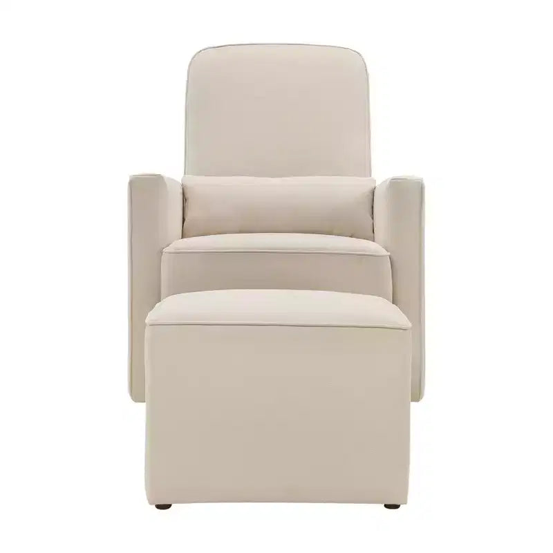daVinci Olive Glider and Ottoman - Cream Finish w/Cream Piping