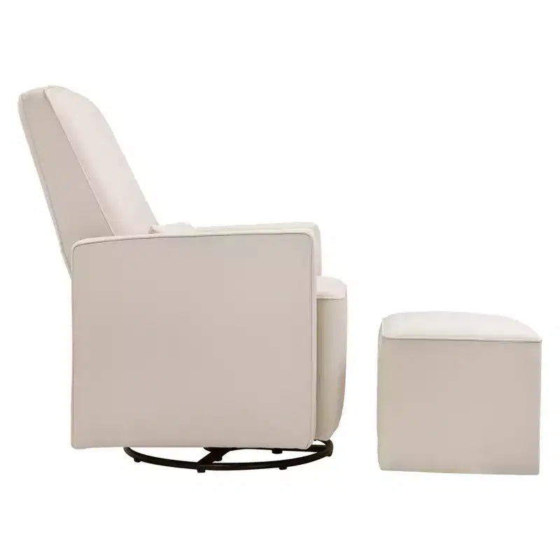 daVinci Olive Glider and Ottoman - Cream Finish w/Cream Piping