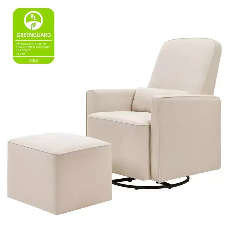 daVinci Olive Glider and Ottoman - Cream Finish w/Cream Piping