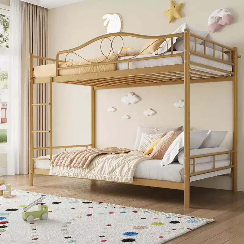 Twin Over Twin Bunk Bed, Heavy Duty Metal Frame Full Length Guardrails 400 Capacity