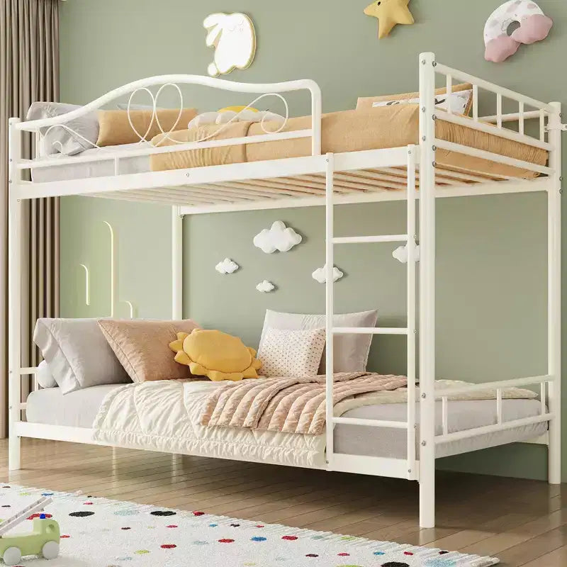 Twin Over Twin Bunk Bed, Heavy Duty Metal Frame Full Length Guardrails 400 Capacity