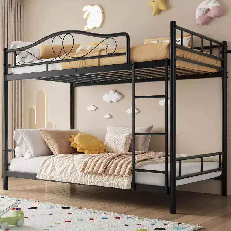 Twin Over Twin Bunk Bed, Heavy Duty Metal Frame Full Length Guardrails 400 Capacity