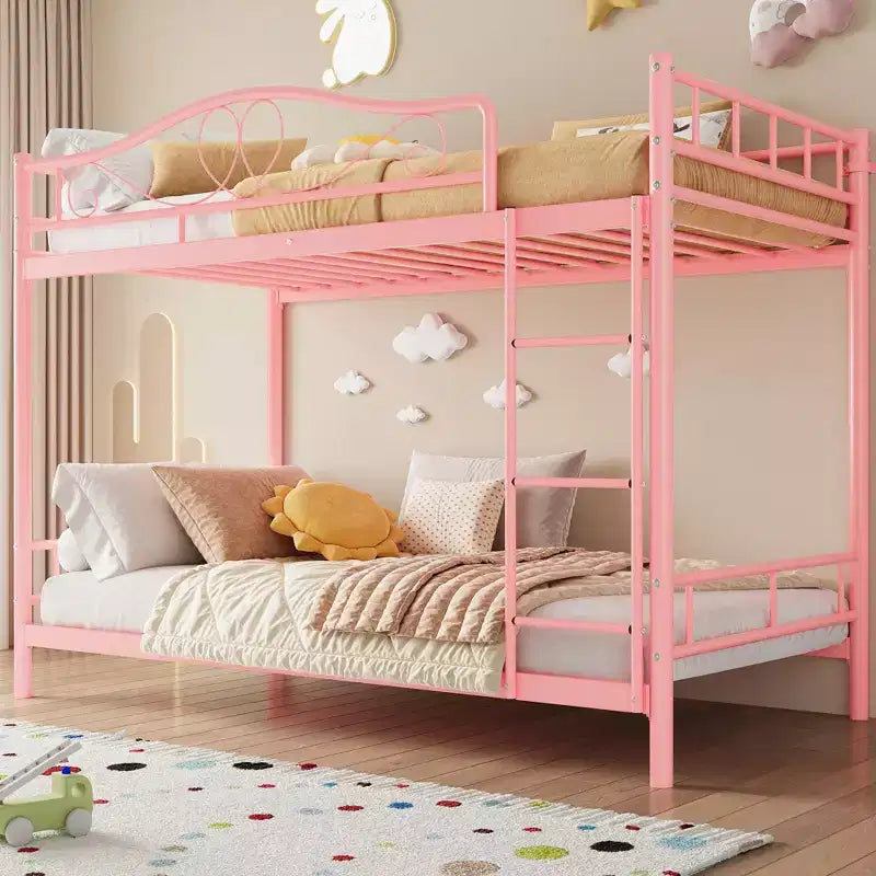 Twin Over Twin Bunk Bed, Heavy Duty Metal Frame Full Length Guardrails 400 Capacity