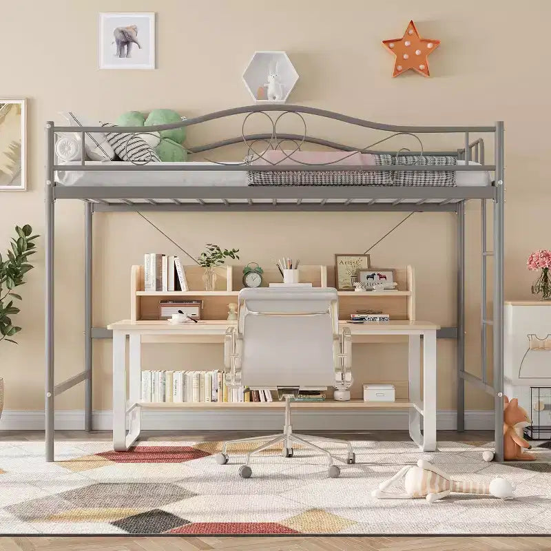 Twin Over Twin Bunk Bed, Heavy Duty Metal Frame Full Length Guardrails 400 Capacity
