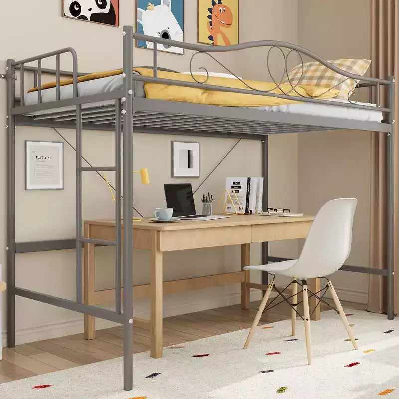 Twin Over Twin Bunk Bed, Heavy Duty Metal Frame Full Length Guardrails 400 Capacity
