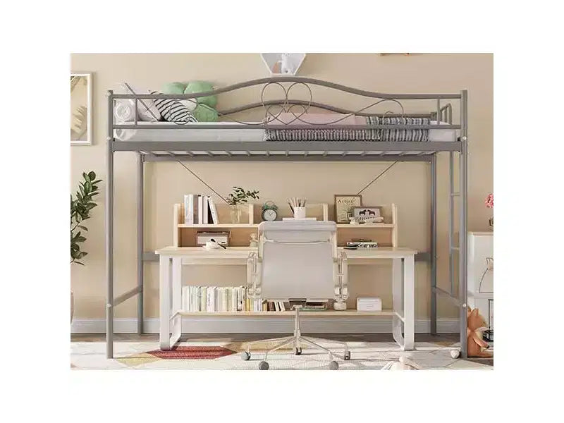 Twin Over Twin Bunk Bed, Heavy Duty Metal Frame Full Length Guardrails 400 Capacity