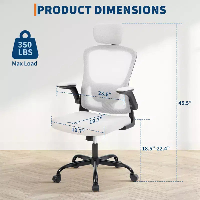 Ergonomic Office Chair, Swivel Rolling Computer Desk Chair, Adjustable Headrest & Lumbar , Rolling Mesh Chair, Flip-Up Armrest