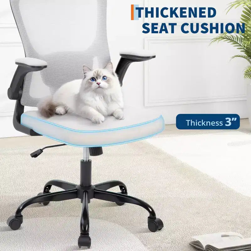 Ergonomic Office Chair, Swivel Rolling Computer Desk Chair, Adjustable Headrest & Lumbar , Rolling Mesh Chair, Flip-Up Armrest