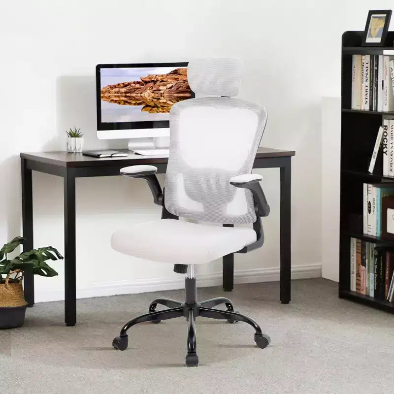 Ergonomic Office Chair, Swivel Rolling Computer Desk Chair, Adjustable Headrest & Lumbar , Rolling Mesh Chair, Flip-Up Armrest